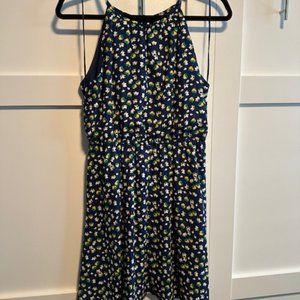 Miami Short Navy Blue with Yellow Flowers Dress